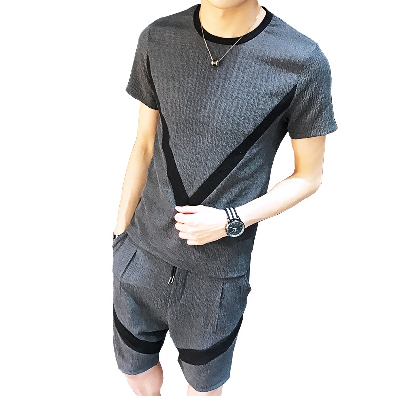 夏季男士短袖T恤韩版休闲运动套装2018新款帅气潮流青年一套衣服