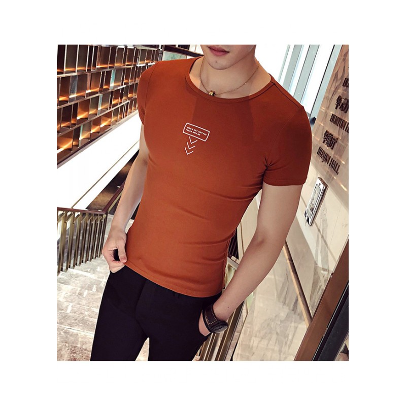夏季2018新款T恤短袖男生韩版修身半袖简约百搭体恤男士衣服潮流