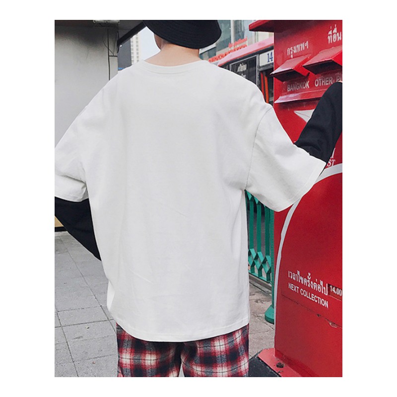 假两件韩版T恤男士宽松长袖圆领体恤2018新款秋季潮流打底衫卫衣
