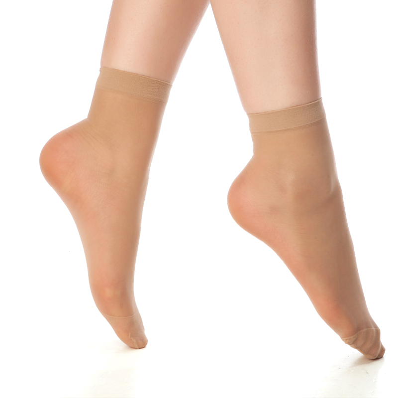 夏季丝袜女短袜中筒袜丝袜子女超薄纯色排汗透气包芯丝20双