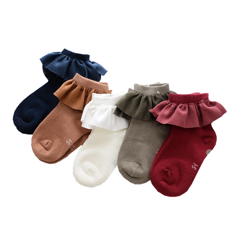 女童袜子棉春秋冬季1-3-5岁7花边袜薄款女孩宝宝白色蕾丝中筒袜