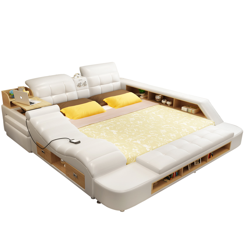 佐特 床 榻榻米床多功能按摩床现代简约1.8米主卧室皮床