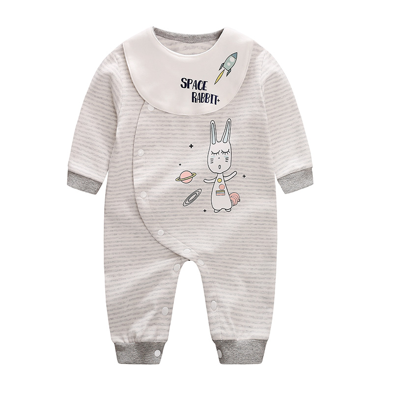 依尔婴新生儿宝宝秋季衣服新款哈衣0-3-6-12个月婴儿满月外出长袖连体衣服LTY1859