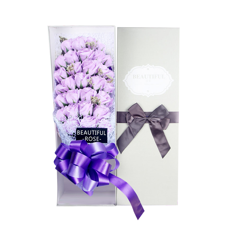 情人节礼物 33朵 梦幻香皂花生日礼物玫瑰花礼盒送女友创意浪漫礼品 浅紫色