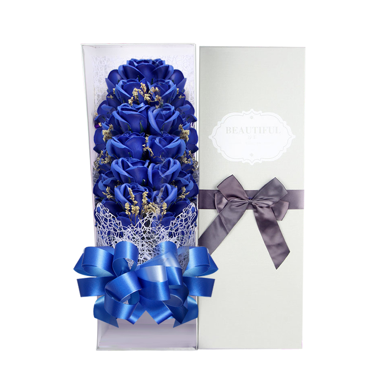 情人节礼物 33朵 梦幻香皂花生日礼物玫瑰花礼盒送女友创意浪漫礼品 蓝色
