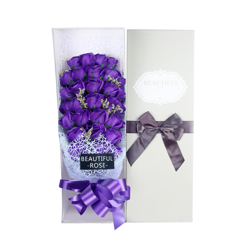 情人节礼物 33朵 梦幻香皂花生日礼物玫瑰花礼盒送女友创意浪漫礼品 紫色