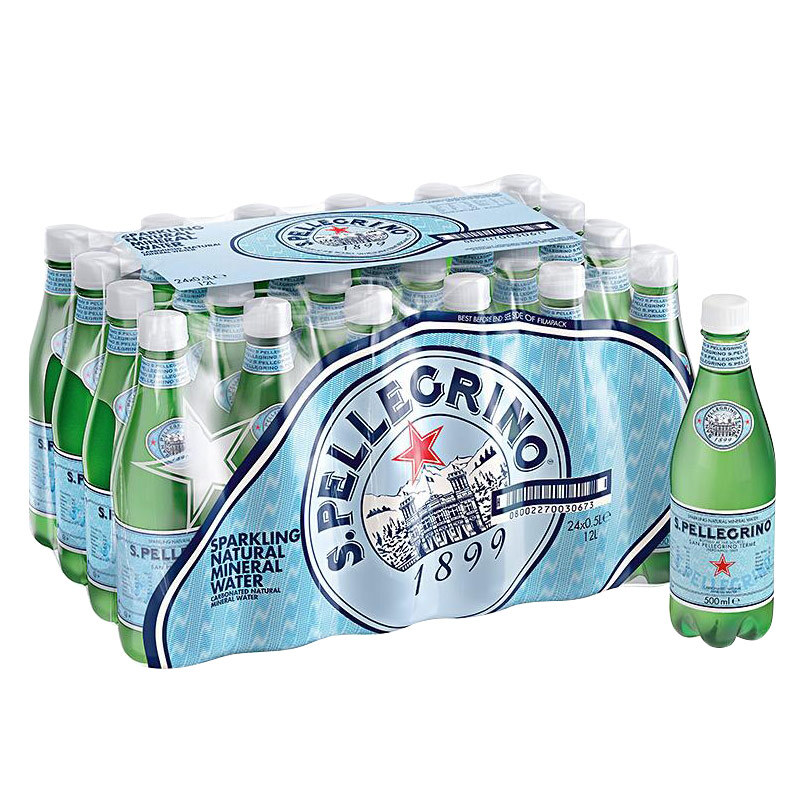 圣培露（S.PELLEGRINO） 500ml*24塑料瓶 气泡水 天然充气矿泉水