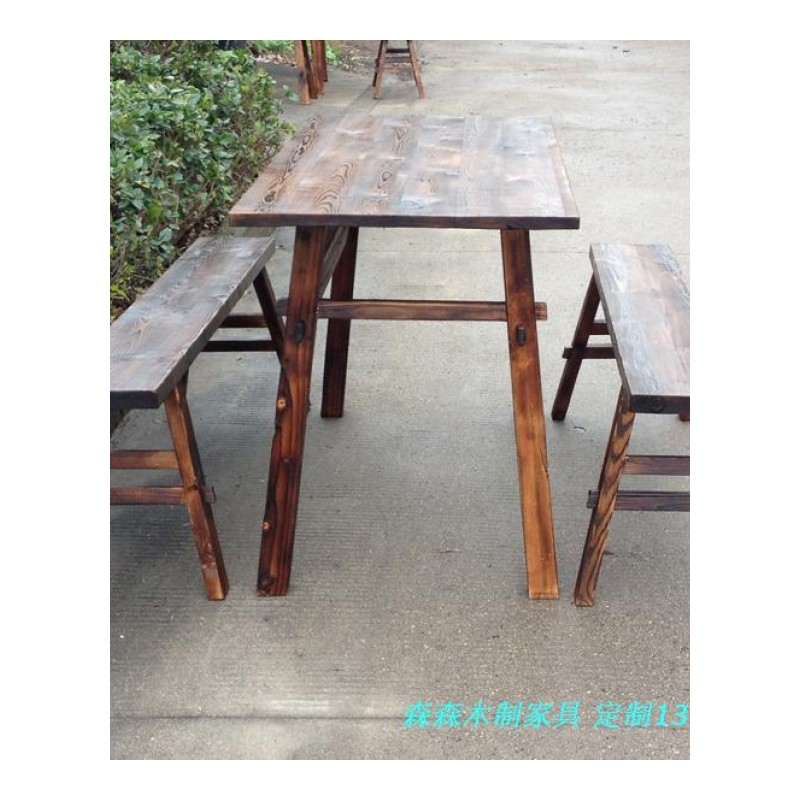 别颖户外家具碳化防腐仿古方形桌椅 实木餐桌椅 休闲桌椅 餐厅桌椅