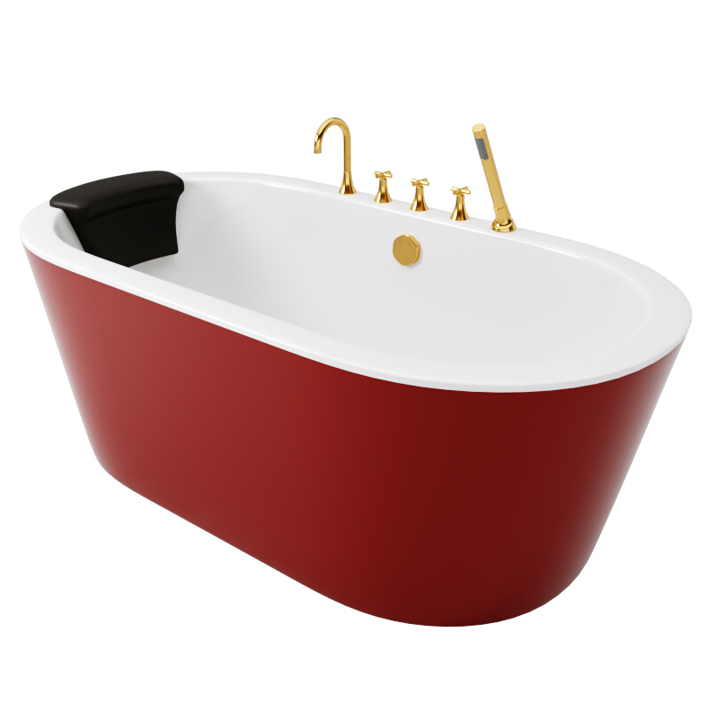 欧式黑红白贵妃家用独立式亚克力无缝一体浴缸1.51.61.71.8米浴缸加金五件套拍下备注浴缸颜色波迷娜BOMINA