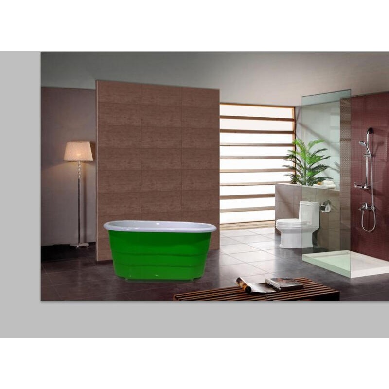 浴缸浴缸双层保温小户型家用扇形泡澡小户型预售独立恒温卫浴蓝色花色内白外绿1.2m波迷娜BOMINA