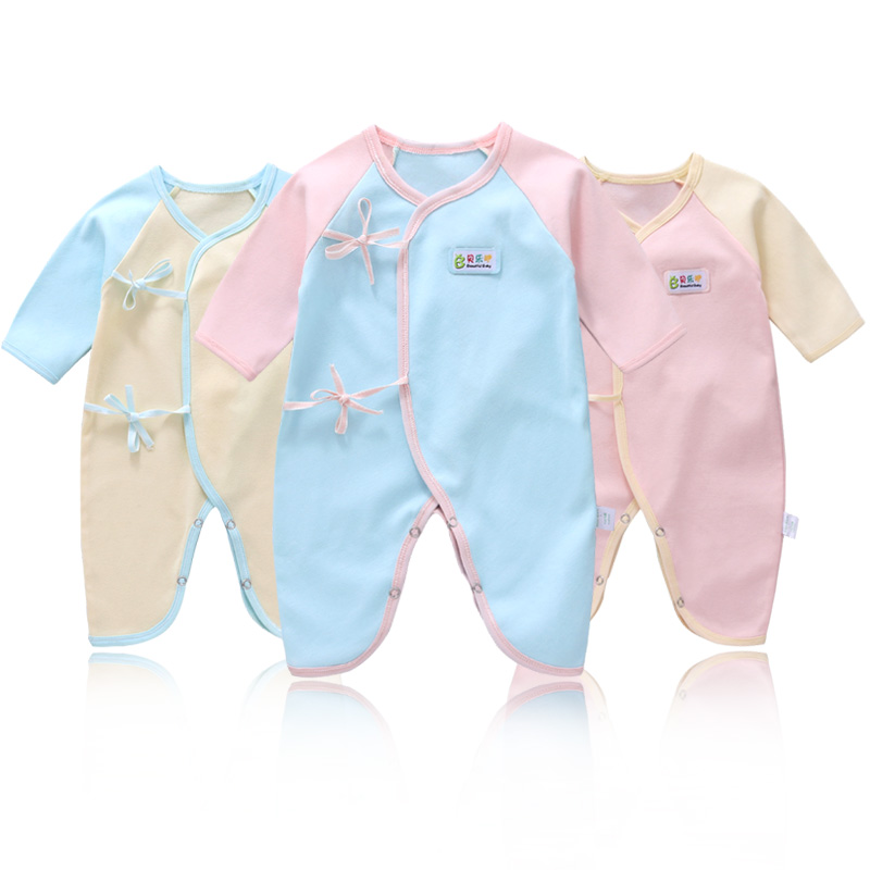 新生儿衣服0-3个月纯棉秋季宝宝蝴蝶哈衣和尚服婴儿连体衣1秋季6