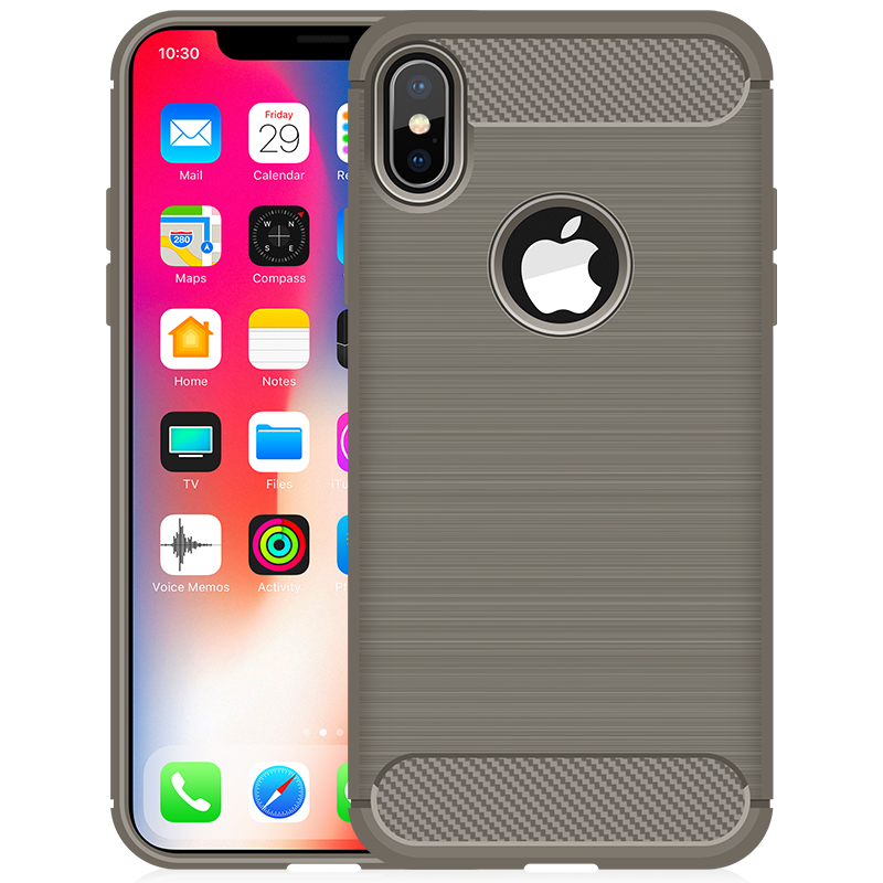 HIGE/苹果iphone X手机壳 简约拉丝商务防摔手机套 个性拉丝全包硅胶保护壳 适用于苹果X 5.8英寸 灰色