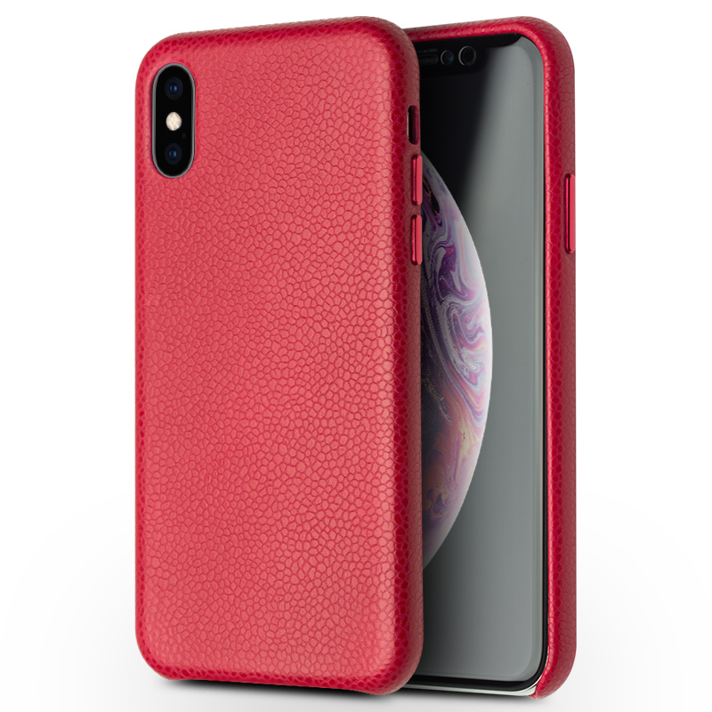 HIGE/苹果Xs/Xr手机壳 iphoneXs max保护套真皮加绒超薄全包手机套 适用于苹果Xs max 玫红色