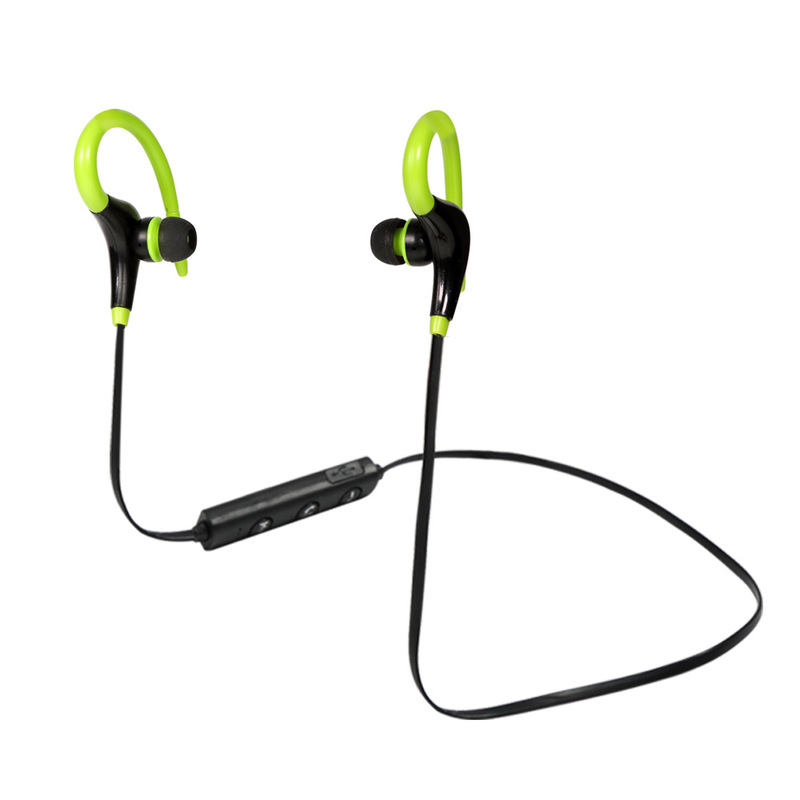 HIGE/大牛角运动无线蓝牙耳机4.1 入耳立体声颈挂式双耳耳塞+防水防汗 适用于苹果三星小米通用 绿色