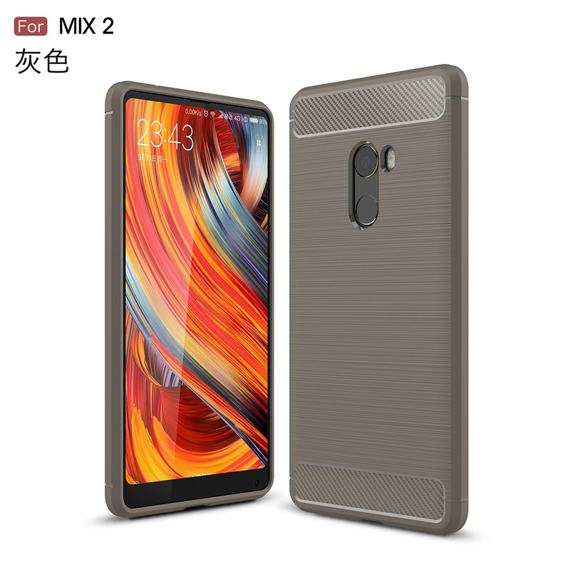 HIGE/小米MIX 2手机壳 个性简约拉丝商务防摔硅胶全包手机壳 适用于小米MIX 2 5.99英寸 灰色
