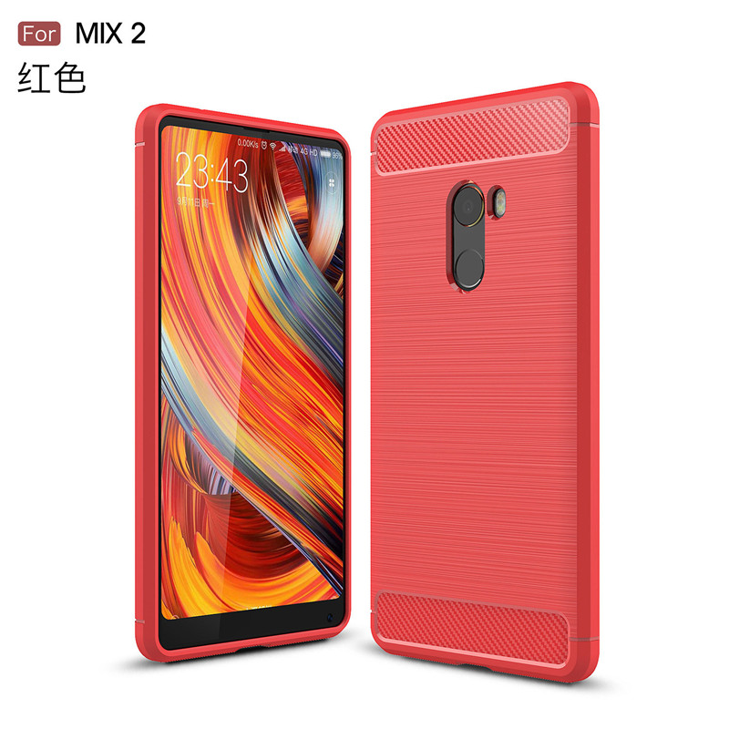 HIGE/小米MIX 2手机壳 个性简约拉丝商务防摔硅胶全包手机壳 适用于小米MIX 2 5.99英寸 红色