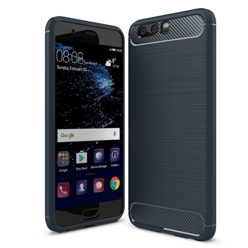 HIGE/华为P10手机壳 个性简约拉丝商务防摔硅胶全包手机保护套 适用于华为P10 5.1英寸 藏青色