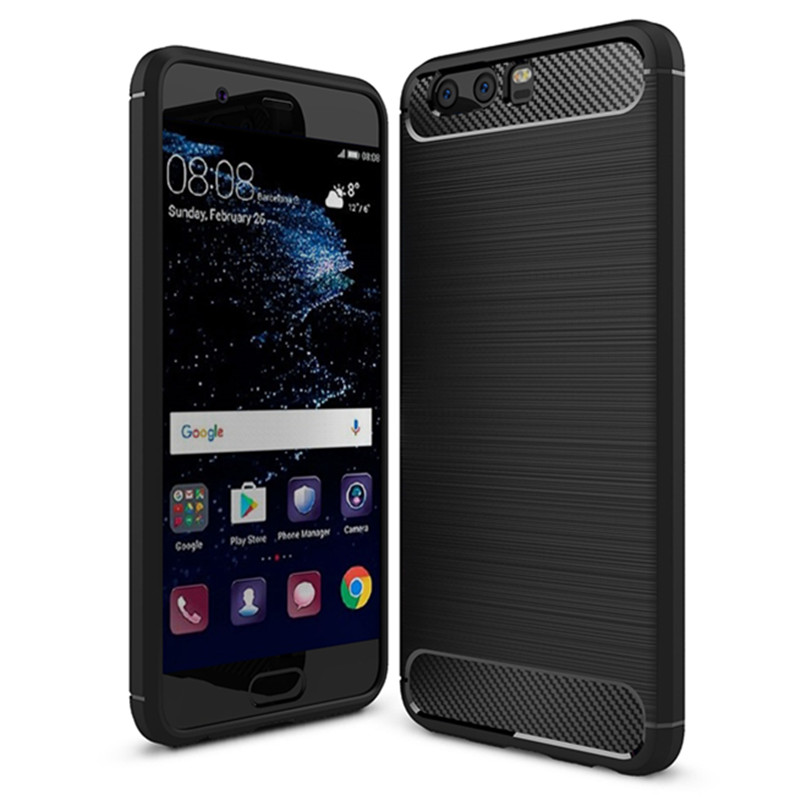 HIGE/华为P10手机壳 个性简约拉丝商务防摔硅胶全包手机保护套 适用于华为P10 5.1英寸 黑色