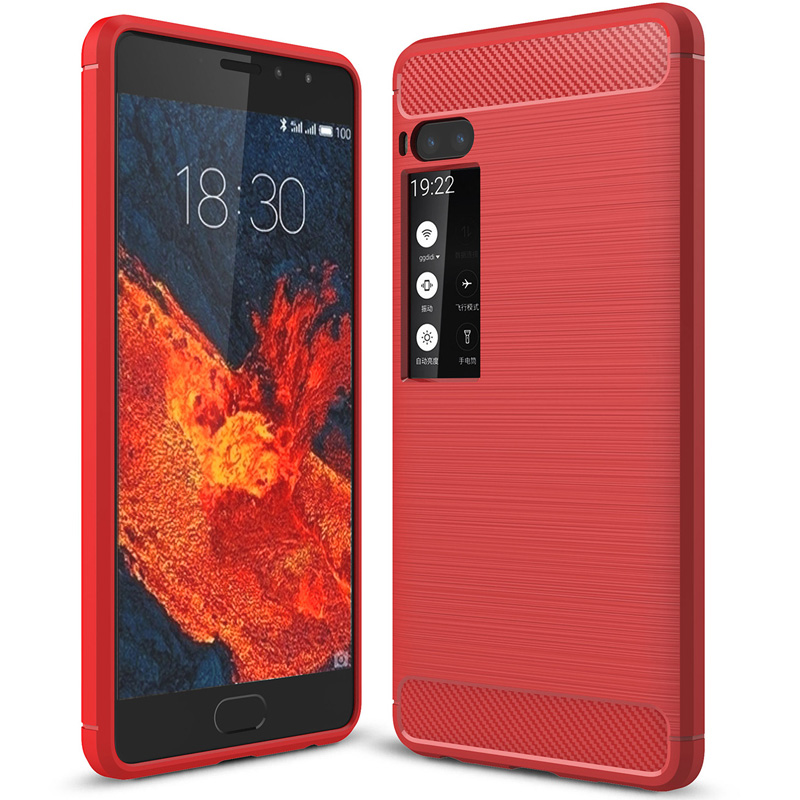 HIGE/魅族pro7手机壳 个性简约拉丝商务防摔硅胶全包手机保护套 适用于魅族pro7 5.2英寸 红色