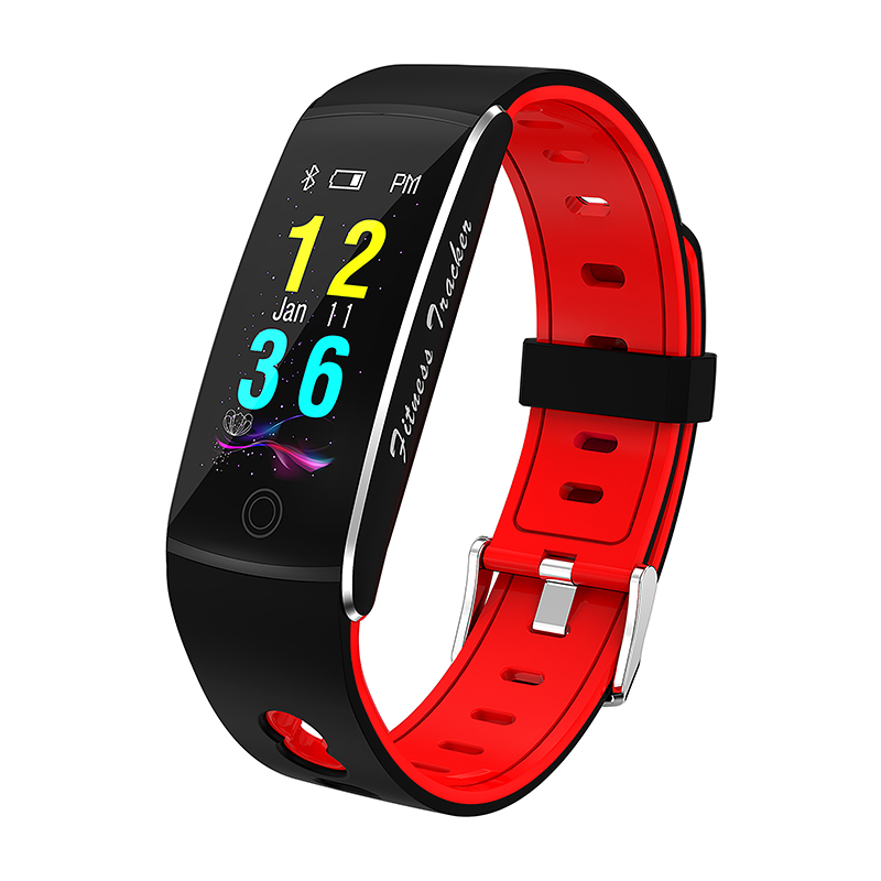 HIGE/F10智能运动手环 心率血压睡眠监测防水腕带手表男女款运动手环+超级防水 黑红色