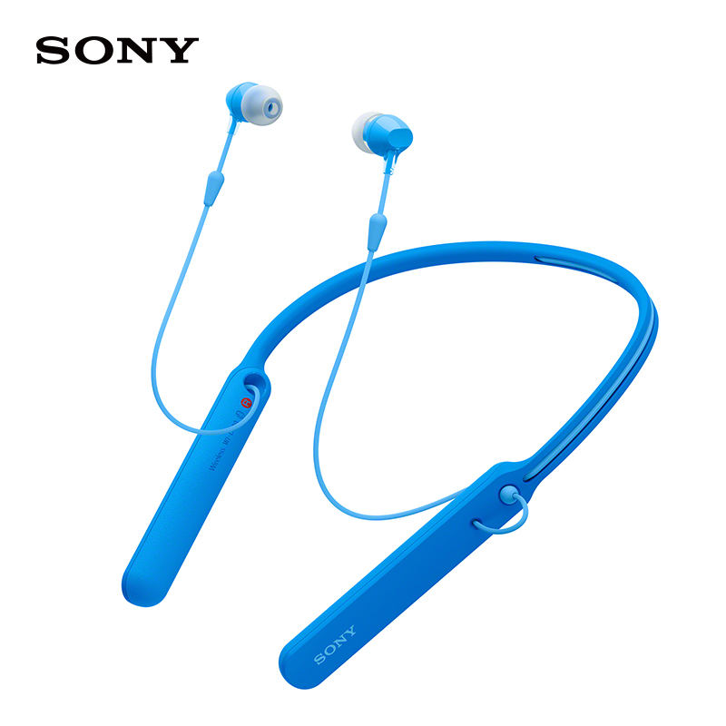 SONY/索尼WI-C400无线蓝牙耳机 收缩设计运动入耳式双耳立体声跑步耳机 蓝色