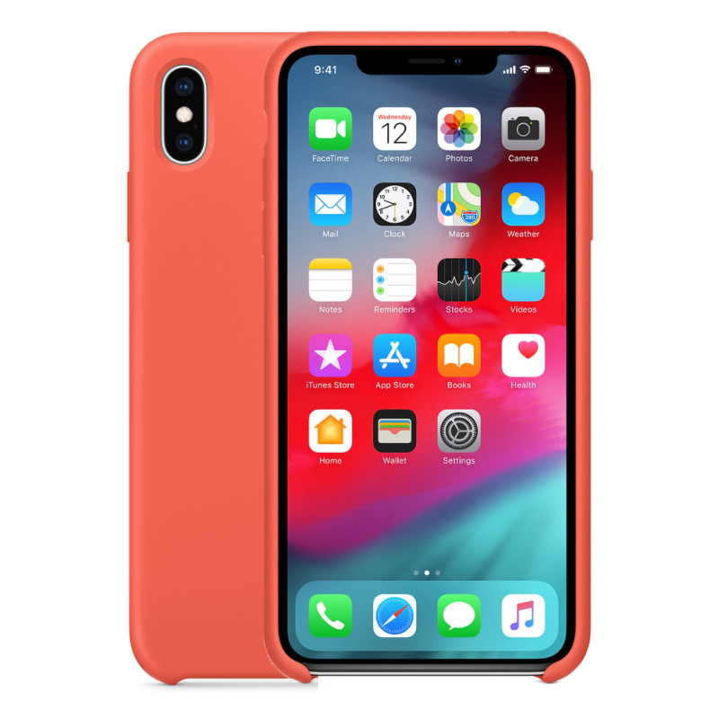 HIGE/苹果 XS手机保护壳 简约全包防摔个性保护软壳 硅胶保护套 适用于iphone XS 杏红色