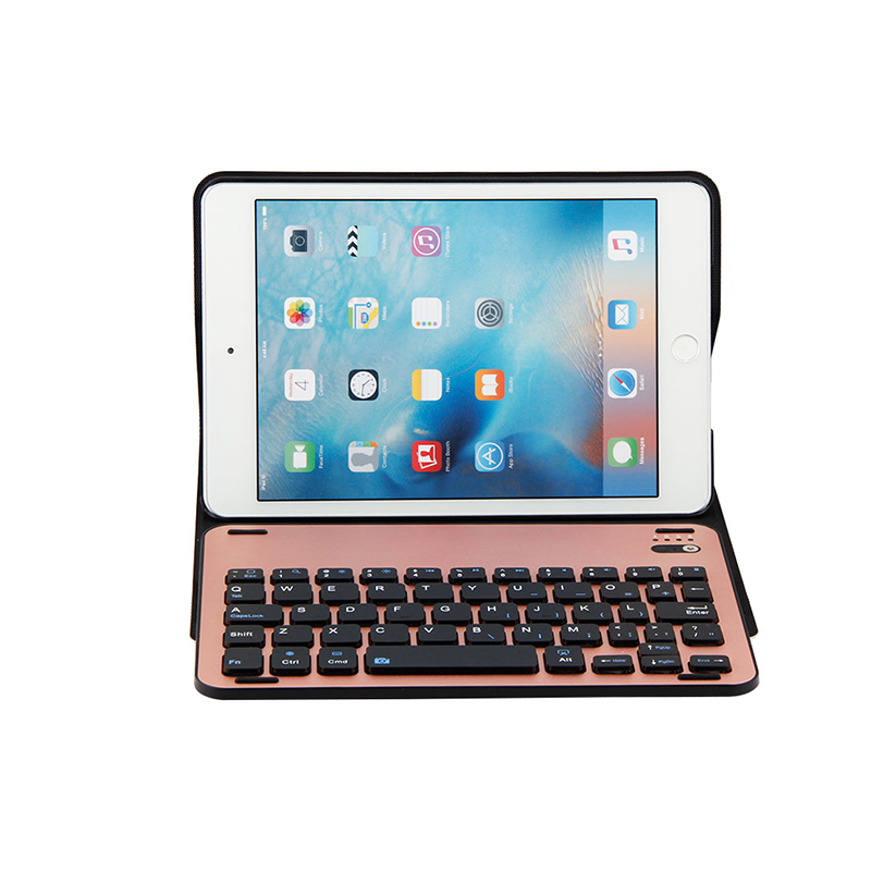 HIGE/纤薄铝合金无线蓝牙键盘带保护套皮套 适用苹果iPad mini2/3/4 玫瑰金 ipad mini 2/3