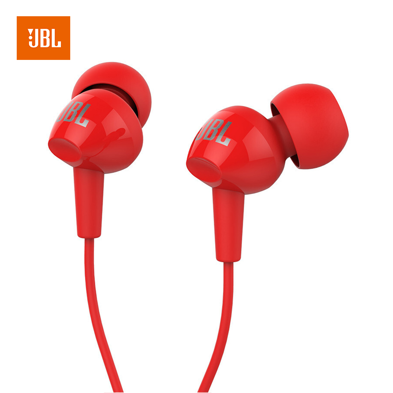 JBL/C100SI入耳式有线耳机 立体声hifi重低音手机耳机 线控带麦 安卓苹果3.5mm兼容 红色