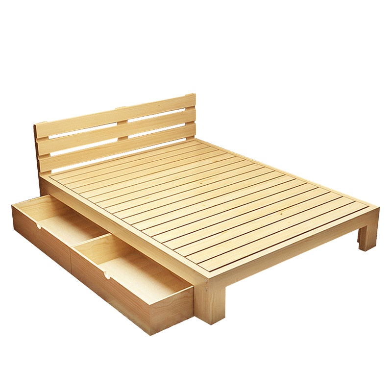 实木床1.8米松木双人床1.5米出租经济床现代简易人床1.2单人床架