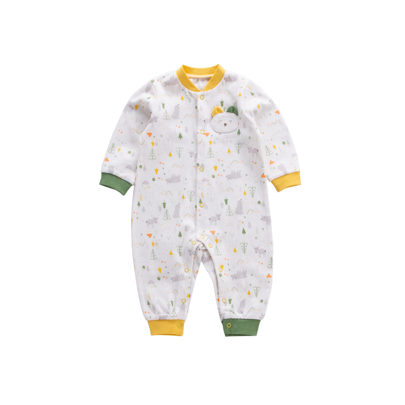 0-3个月宝宝连体衣服纯棉秋款新生婴儿长袖外出男女童1-2岁爬服装