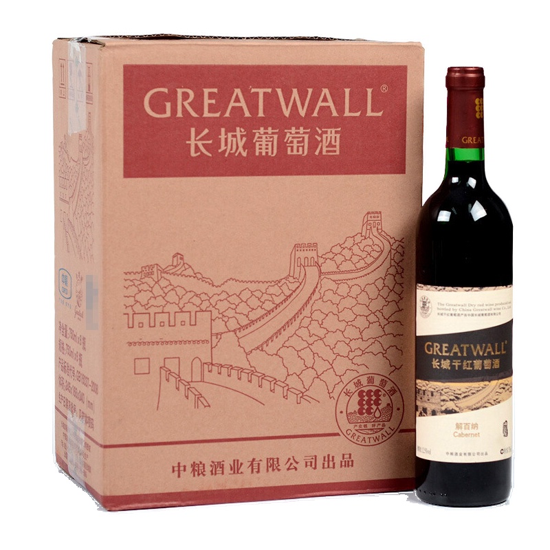 长城(GreatWall ) 葡萄酒 国产红酒 武龙解百纳干红葡萄酒 750ml*6瓶整箱装