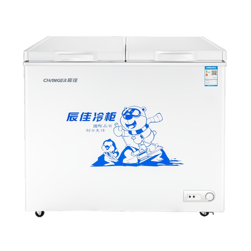 辰佳 (Changer)BCD(W)-176 176升家用商用顶开门双温双箱冰柜 冷冻冷藏二合一卧式冷柜 白色