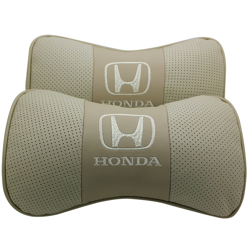 新款奥迪奔驰宝马大众福特本田现代真皮车用靠枕护颈枕一对 本田米一对 抖音
