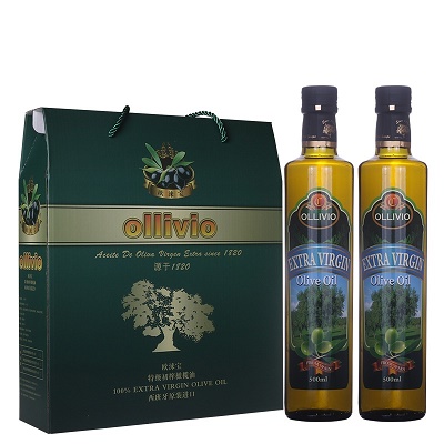 欧峰胜特欧涞宝西班牙进口特级初榨橄榄油食用油500x2瓶礼盒装