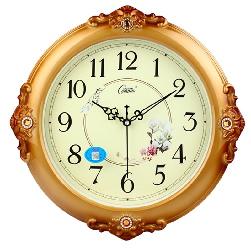 康巴丝 挂钟个性石英钟欧式个性钟表客厅田园挂表 创意时钟 16英寸(直径40.5厘米) 铃木机芯2583金色 抖音
