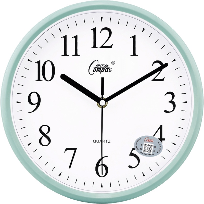 康巴丝(Compas) 挂钟时尚挂钟卧室客厅办公现代时钟表简约创意石英钟表 10英寸(直径25.5厘米) 蓝色 抖音