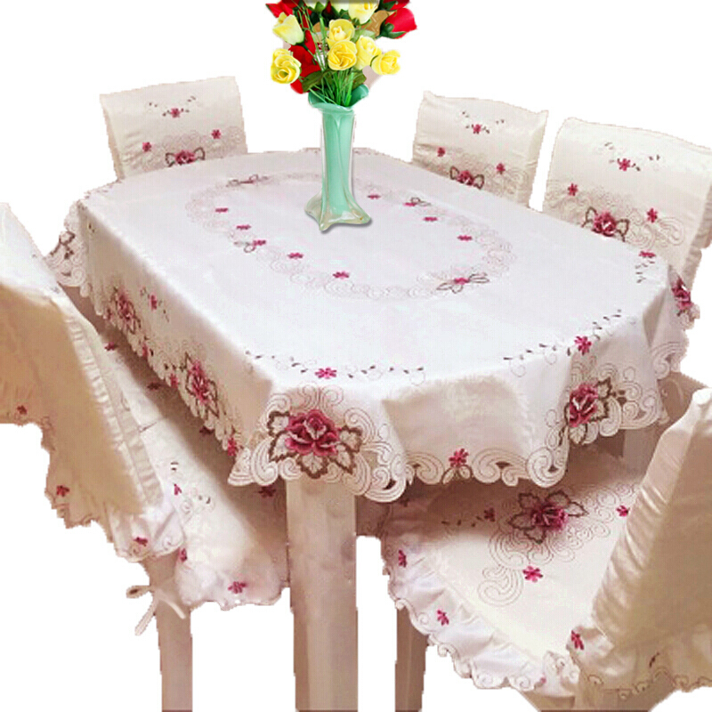 家用布艺椭圆形餐桌布大圆桌布小圆茶几布长方形电视柜桌布台布实物图颜色