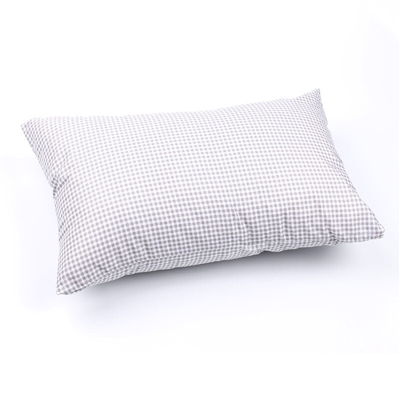 [天然乳胶颗粒]小枕头办公室午睡枕学生单人记忆泰国乳胶枕配天蓝格子枕套棉-送收纳袋