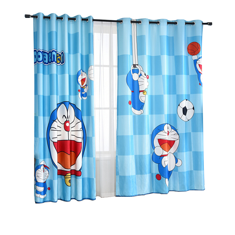 日式卡通窗帘哆啦A梦叮当猫机器猫创意儿童房男孩女孩卧室遮光帘