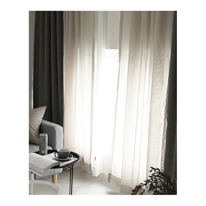 简约现代灰色遮光定制窗帘布客厅卧室飘窗窗帘成品粉色ins北欧风