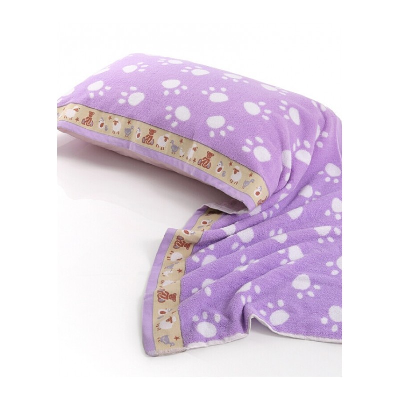 可爱棉脚丫双人枕巾 1.5米大枕头毛巾情侣加厚加长枕巾 紫色脚丫 1.5米双人枕巾 一条