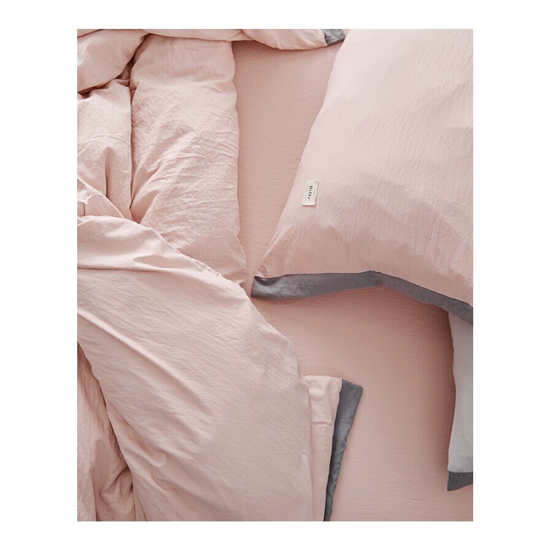 纯色水洗棉四件套简约1.8m床单被套床笠三件套少女心床上用品