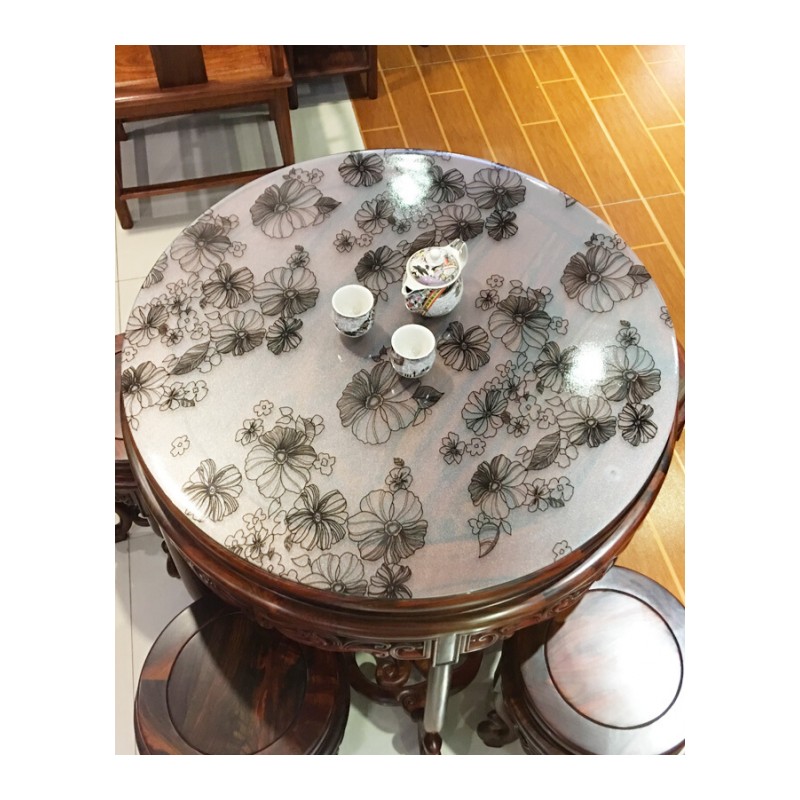定制圆桌桌布PVC透明磨砂餐桌圆形台布防水防油免洗彩色茶几垫