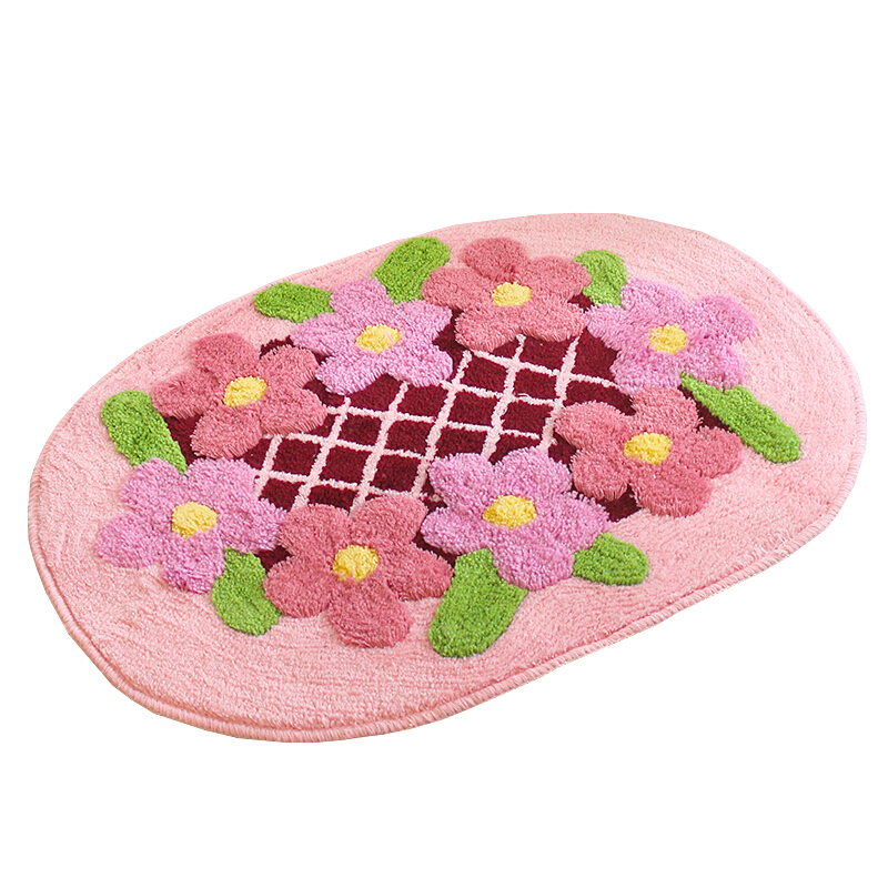可爱粉色花园卫浴垫防滑地毯地垫厨房垫50*120cm床前地垫粉色花园