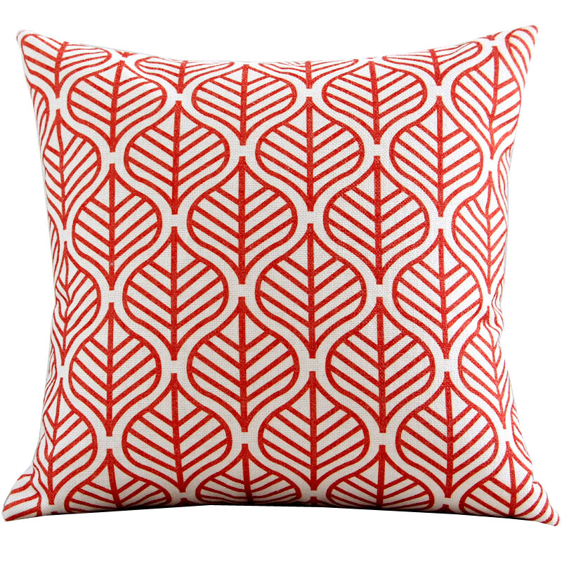 北欧黄色红色棉麻抱枕套靠垫几何图案简约现代样板房客厅沙靠枕