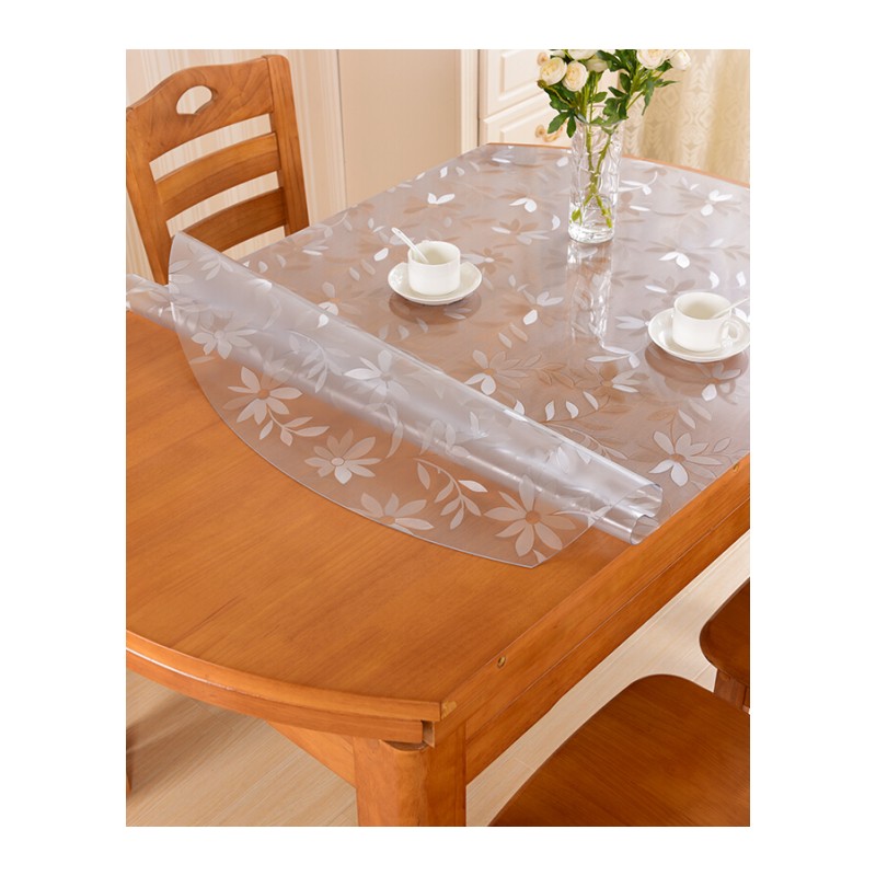 椭圆形可折叠伸缩桌PVC餐桌布软玻璃垫桌布防水防烫防油免洗家用