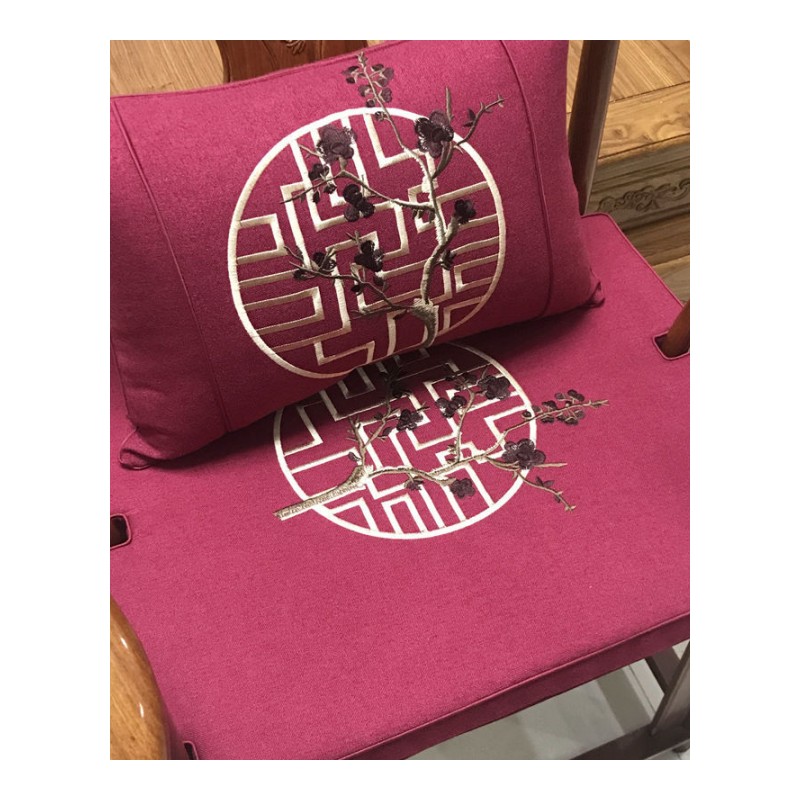 新中式棉麻刺绣太师椅皇宫椅圈椅垫沙家具坐垫海绵棕垫定制