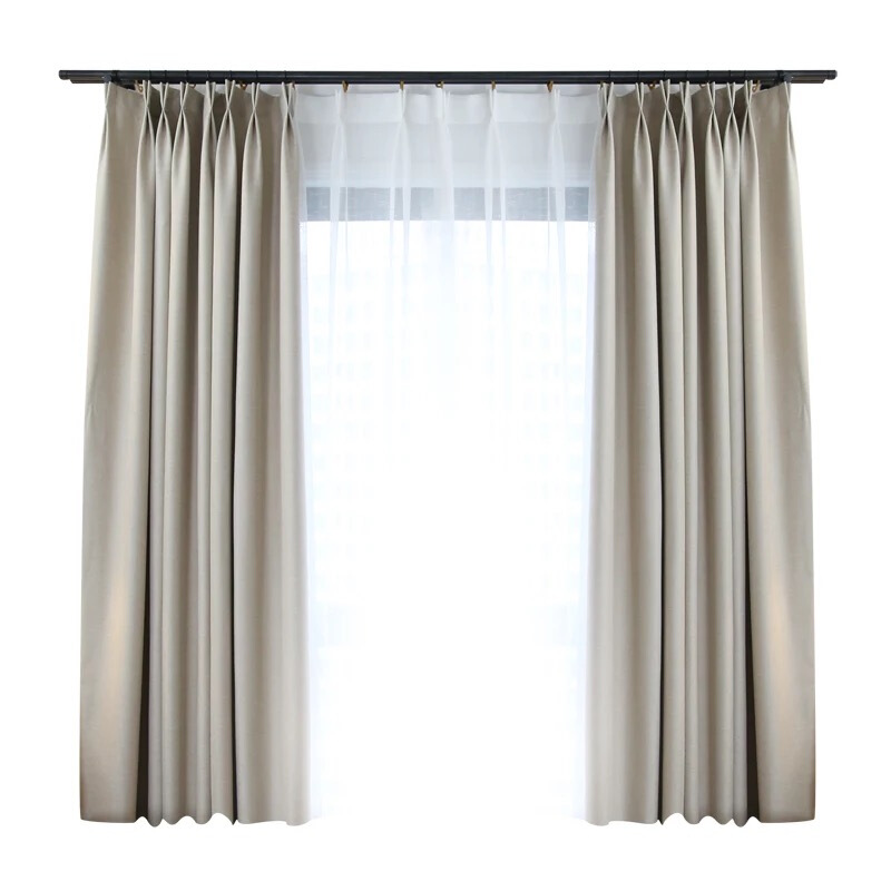全遮光简约现代亚麻窗帘定制客厅卧室纯色窗帘成品加厚
