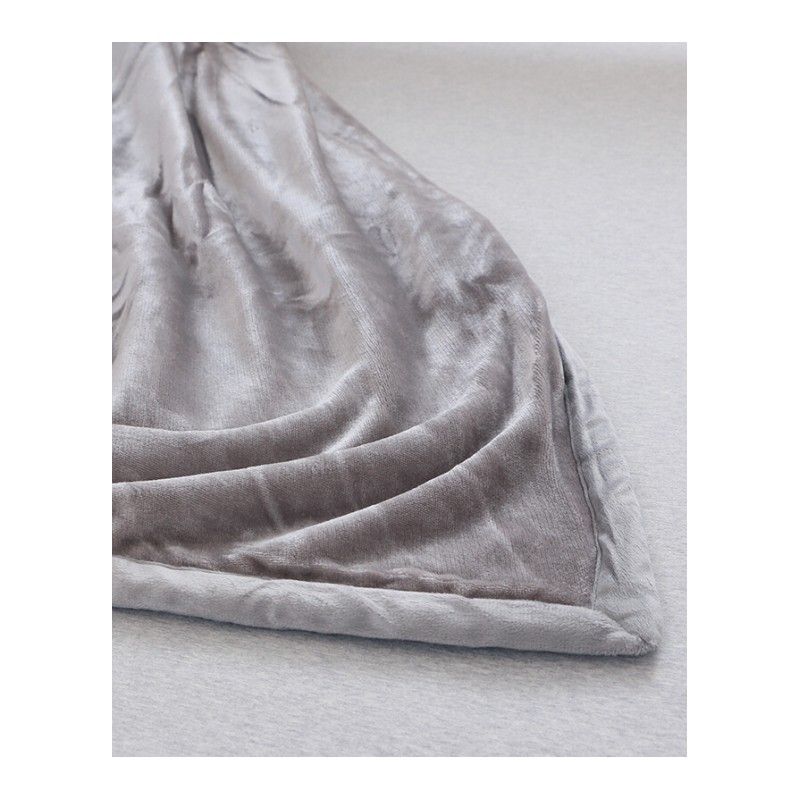 加厚双层纯色毯子法兰绒毯冬季沙毯拉舍尔珊瑚绒毛毯被子灰色大号259cmx229cm