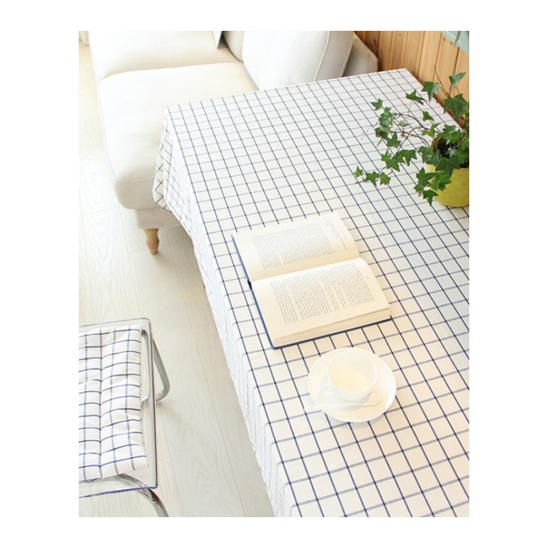 色织格纹桌布简约韩式摆拍桌布盖布餐桌布台布白色格如图款
